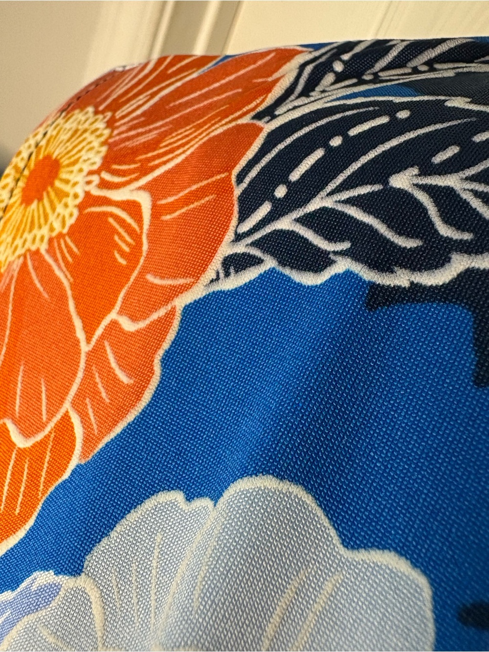 Ruby Rd. Blue Floral Hi-lo Wrinkle Free Travel Dress Orange White Flowers MuMu - Picture 5 of 8